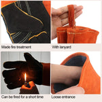 Luvas de Proteção para Soldadura de Couro para Homens e Mulheres, Isolamento Térmico de Alta Temperatura, Reforçadas e Grossas, CLS-BBQ