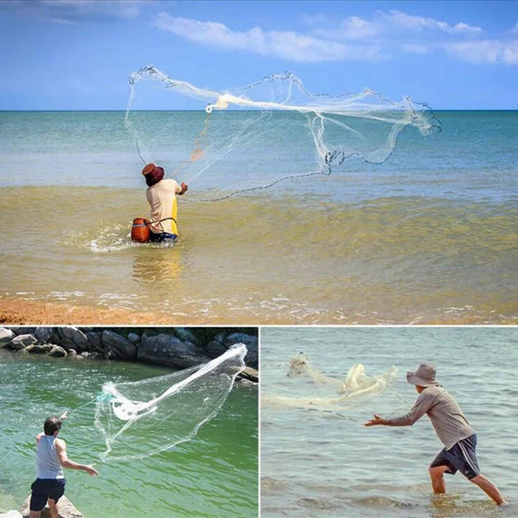Rede de Pesca Americana Easy Throw Malha de Pesca Equipamento de Pesca, Cordas de Pneu 1.2m, Monofilamento 1.2m, Cordas de Pneu 1.5m, Monofilamento 1.5m