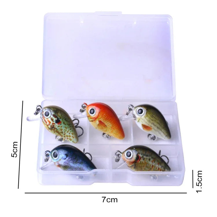 HENGJIA 5 Peças Iscos de Pesca Luya Rock 2.7cm/1.5g Kit Biónico com Caixa Plástica, Box008