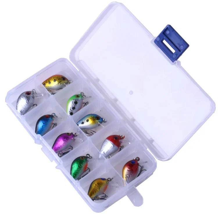 HENGJIA 10 Peças Iscos de Pesca Luya Rock 3cm/1.5g Kit Biónico com Caixa Plástica, Box014