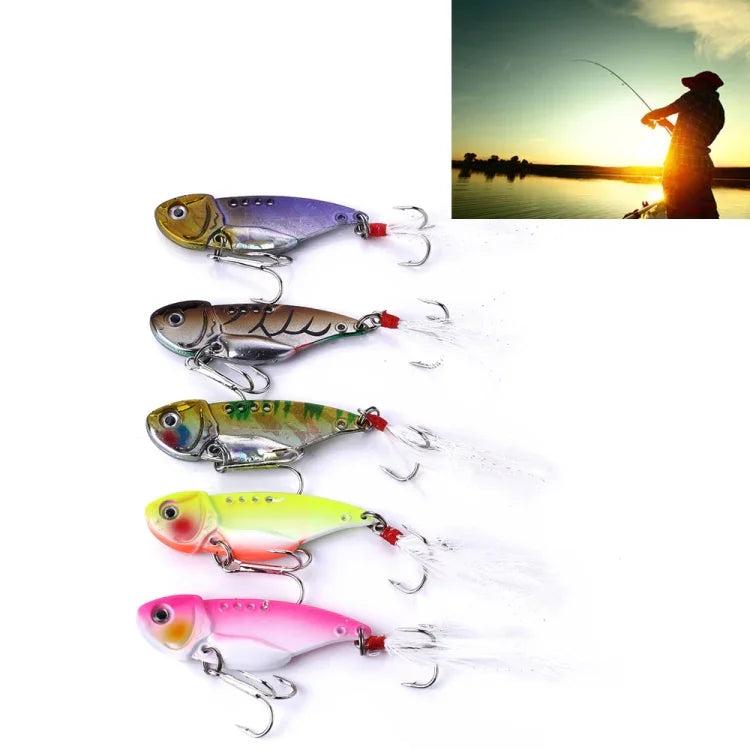 HENGJIA 5 Peças Iscos de Pesca Luya Metal VIB 5.5cm/11g Kit Biónico com Caixa Plástica, Box018