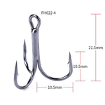 20 unidades / Caixa Anzóis Triplos de Pesca Clássicos em Aço de Alto Carbono Preto, 4# FH022