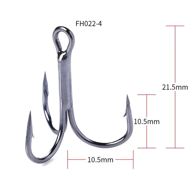 20 unidades / Caixa Anzóis Triplos de Pesca Clássicos em Aço de Alto Carbono Preto, 4# FH022