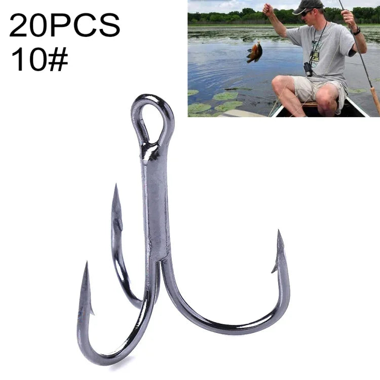 HENGJIA 20 unidades Anzóis Triplos de Pesca Clássicos em Aço de Alto Carbono Preto, 10# FH022