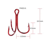 HENGJIA 20 unidades Anzóis Triplos de Pesca Clássicos em Aço de Alto Carbono Vermelho, 6# FH023