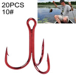 HENGJIA 20 unidades Anzóis Triplos de Pesca Clássicos em Aço de Alto Carbono Vermelho, 10# FH023