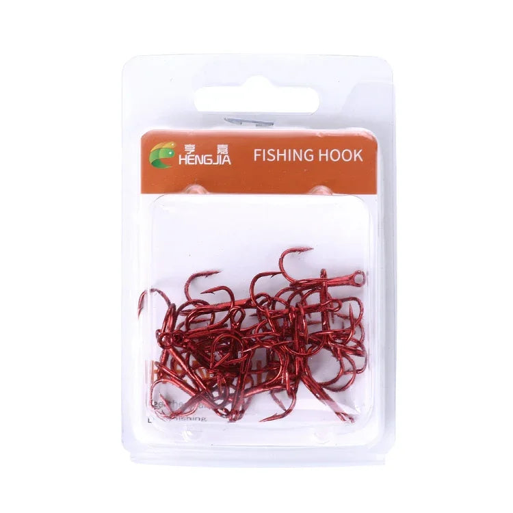 HENGJIA 20 unidades Anzóis Triplos de Pesca Clássicos em Aço de Alto Carbono Vermelho, 10# FH023