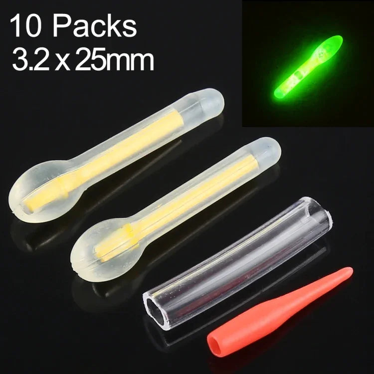 10 Pacotes de Bastões Luminosos em Forma de Lâmpada OCEAN SUN para Pesca Noturna, Visibilidade: 25m, Tamanho: 3,0 x 25mm, Forma de Lâmpada, Visibilidade: 25m