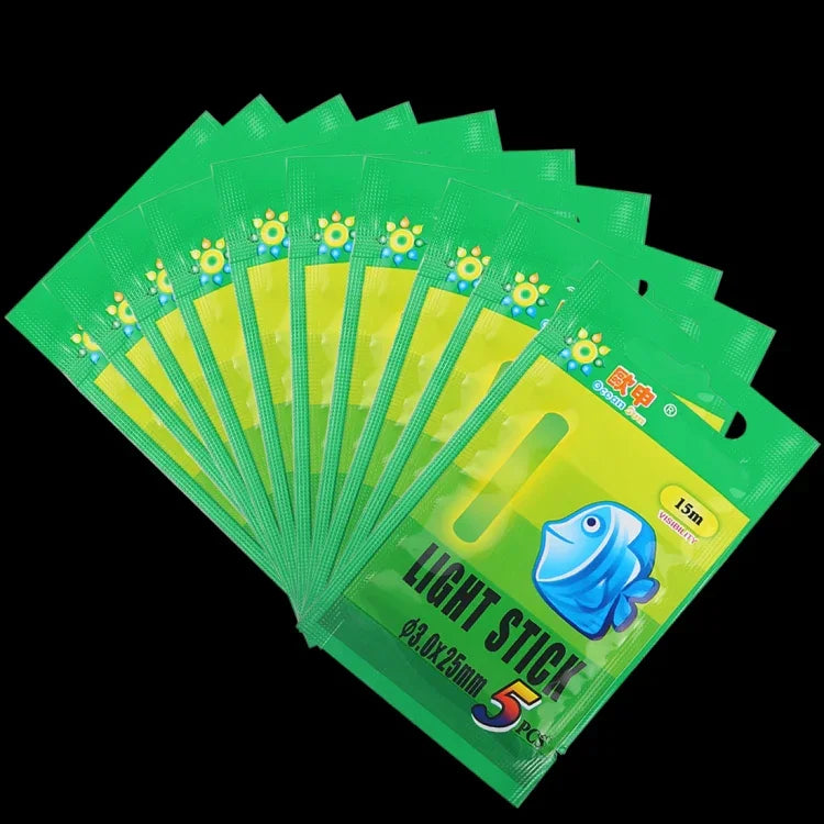 10 Pacotes OCEAN SUN Bastão Luminoso Flutuante para Pesca Noturna, Visibilidade: 15m, Tamanho: 3,0 x 25mm, Visibilidade: 15m (5 unidades)