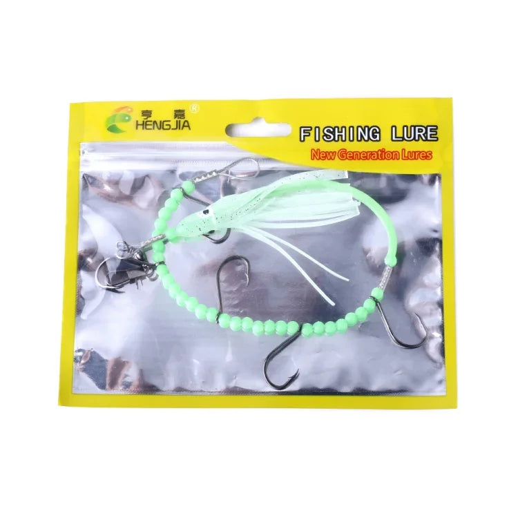 Faca de Pesca HENGJIA 32cm/7g, Fio para Peixe, Luz Noturna Luminosa, Gancho para Polvo e Lula com 5 Ganchos