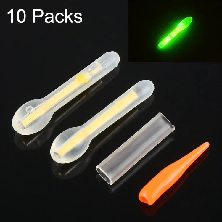 10 Pacotes Bastão Luminoso Flutuante em Forma de Lâmpada para Pesca Noturna, Visibilidade: 30m, Tamanho: 3,0 x 25mm, Forma de Lâmpada, Visibilidade: 30m