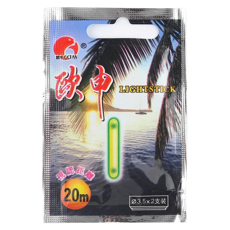 10 Pacotes OCEAN SUN Bastão Luminoso Flutuante para Pesca Noturna, Visibilidade: 20m, Tamanho: 3,5 x 30mm, Visibilidade: 20m