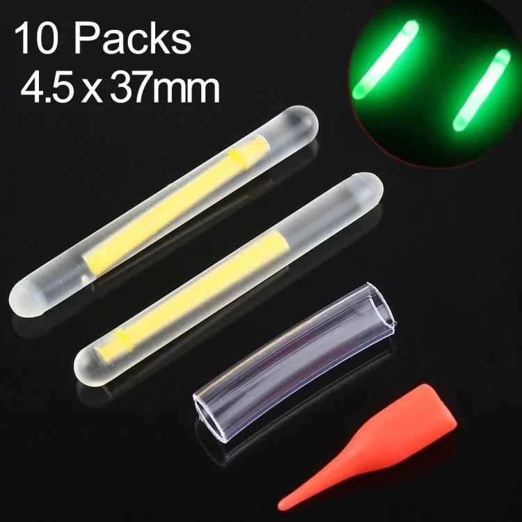 10 Pacotes OCEAN SUN Bastão Luminoso Flutuante para Pesca Noturna, Visibilidade: 30m, Tamanho: 4,5 x 37mm, Visibilidade: 30m
