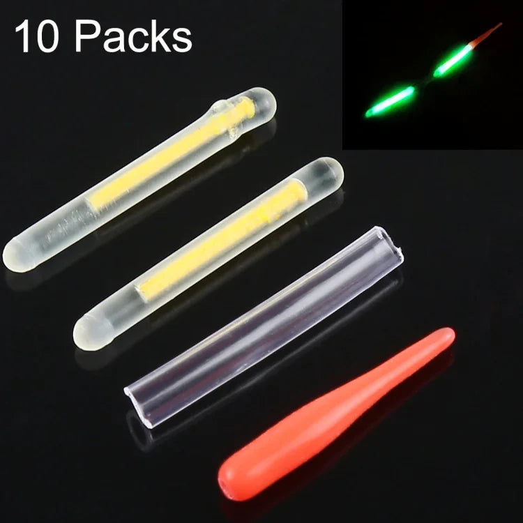 10 Pacotes OCEAN SUN Bastão Luminoso Flutuante Ultrafino para Pesca Noturna, Visibilidade: 15m, Tamanho: 2,2 x 20mm, Ultrafino, Visibilidade: 15m