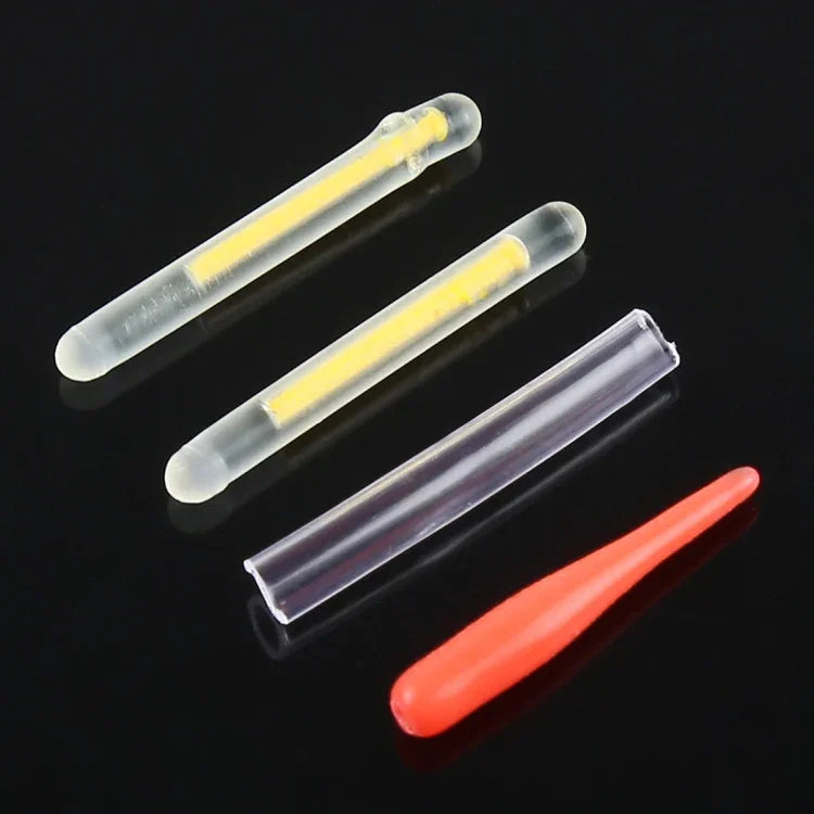 10 Pacotes OCEAN SUN Bastão Luminoso Flutuante Ultrafino para Pesca Noturna, Visibilidade: 15m, Tamanho: 2,2 x 20mm, Ultrafino, Visibilidade: 15m