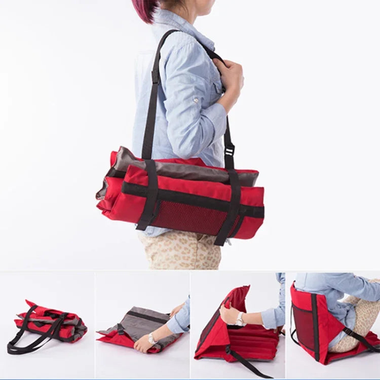 Almofada Dobrável para Assento com Encosto para Exterior, Tamanho: 78*40*2cm, Banco Dobrável CLS (Vermelho), Assento Dobrável (Preto)