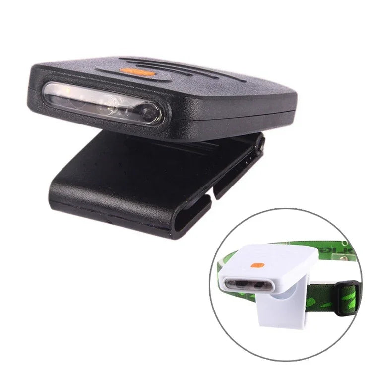 Lanterna de Cabeça para Pesca, Campismo e Caminhadas com Clip para Chapéu, LED Recarregável com Sensor Infravermelho Portátil