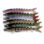 HENGJIA JM024-X 6# 13,6cm 18,7g Iscas Artificiais Rígidas de Plástico Multi-segmentadas com Anzol Triplo, Entrega de Cor Aleatória, JM024-X 6# 13,6cm