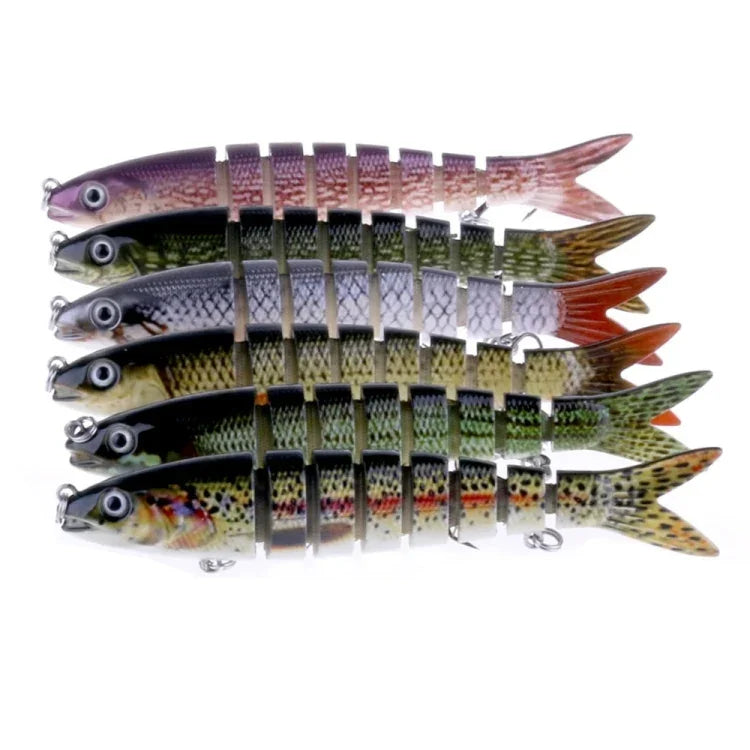 HENGJIA JM024-X 6# 13,6cm 18,7g Iscas Artificiais Rígidas de Plástico Multi-segmentadas com Anzol Triplo, Entrega de Cor Aleatória, JM024-X 6# 13,6cm