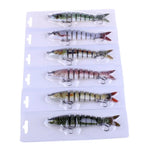 HENGJIA JM024-X 6# 13,6cm 18,7g Iscas Artificiais Rígidas de Plástico Multi-segmentadas com Anzol Triplo, Entrega de Cor Aleatória, JM024-X 6# 13,6cm