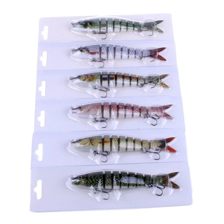 HENGJIA JM024-X 6# 13,6cm 18,7g Iscas Artificiais Rígidas de Plástico Multi-segmentadas com Anzol Triplo, Entrega de Cor Aleatória, JM024-X 6# 13,6cm