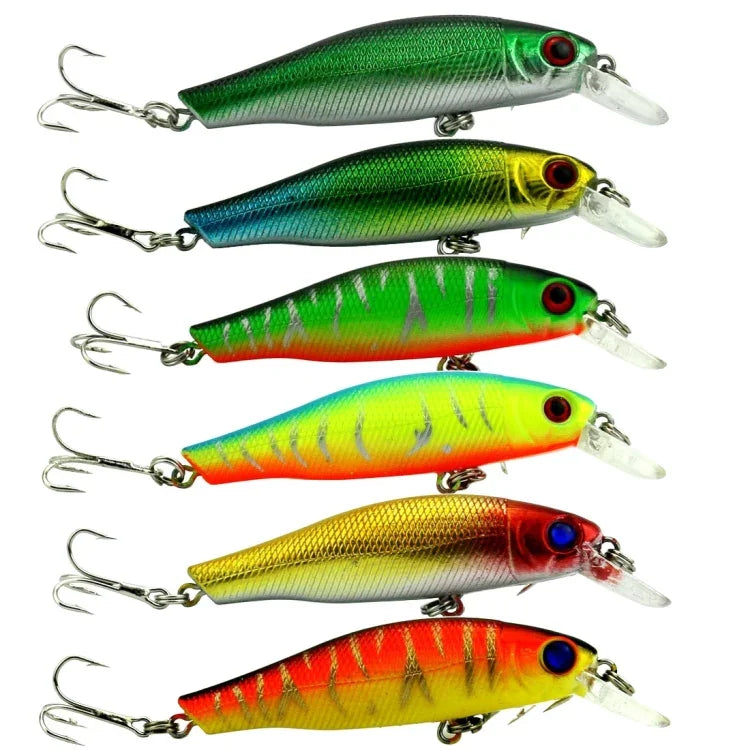 Conjunto HENGJIA com 6 Iscos Plásticos Duros Minnow de 8,5cm e 8,9g para Pesca, 6 Peças 8,5cm 8,9g