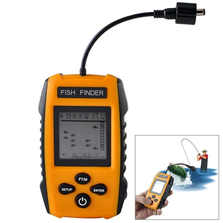 Localizador de Peixes Portátil com Fio com Sensor Sonar Transdutor e Ecrã LCD, Localizador de Peixes