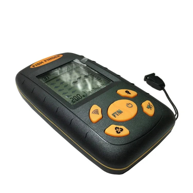 Localizador de Peixes Ultrassónico Portátil, Profundidade da Água e Temperatura, Localizador de Peixes com Sensor Sonar com Fio Transdutor e Ecrã LCD, Localizador de Peixes Preto