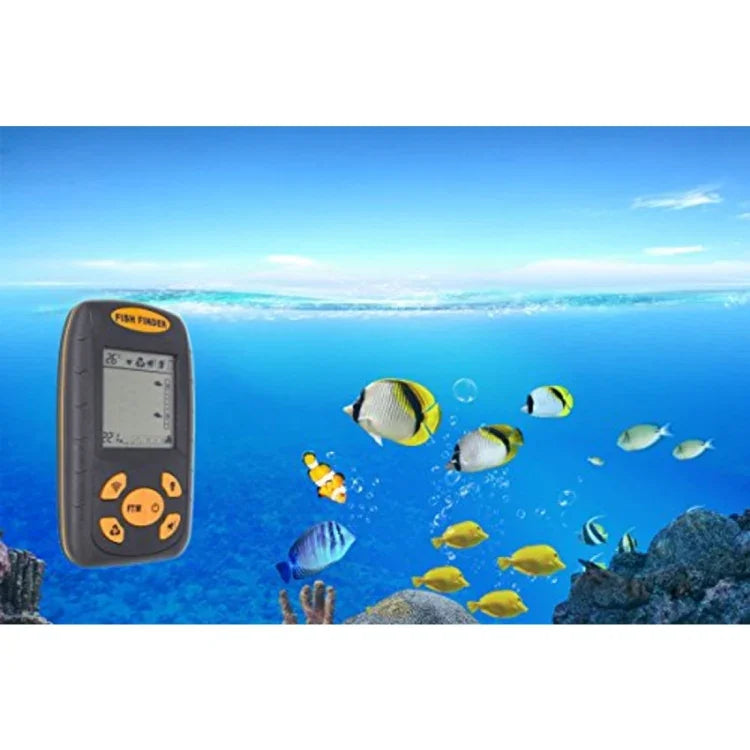 Localizador de Peixes Ultrassónico Portátil, Profundidade da Água e Temperatura, Localizador de Peixes com Sensor Sonar com Fio Transdutor e Ecrã LCD, Localizador de Peixes Preto