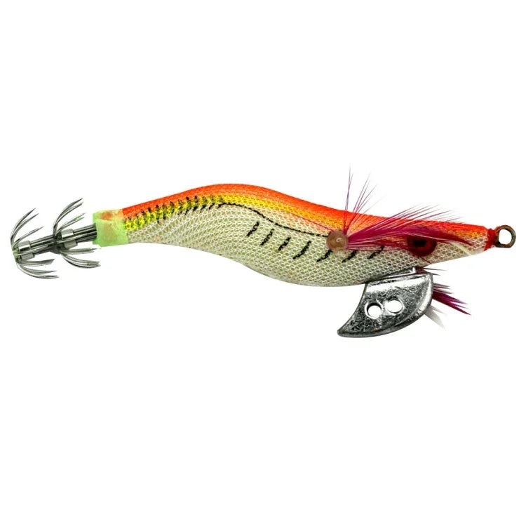 Iscas Duras de Plástico HENGJIA 8cm para Pesca de Lula, Iscas de Camarão de Madeira, 1# (Magenta+Vermelho Escuro), 2# (Laranja + Amarelo), 3# (Amarelo), 5# (Magenta), 6# (Laranja)