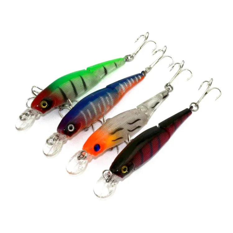Iscas Duras de Plástico HENGJIA JM010-X 6# 8.8cm 7.4g 2-seções, Iscas Artificiais para Pesca com Anzol Triplo, Entrega de Cor Aleatória, JM010-X 6# 8.8cm