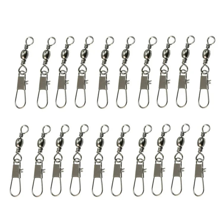 20pcs Conectores de Pesca 8# 3.5cm Giratório Barril com Anel de Segurança, 20pcs 8# 3.5cm