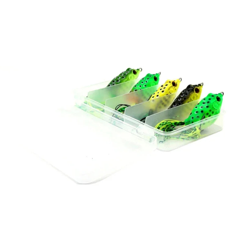HENGJIA 5 PCS Iscas Moles para Pesca na Água, Iscas de Rã Raio com Caixa de Plástico, Iscas Moles para Pesca na Água
