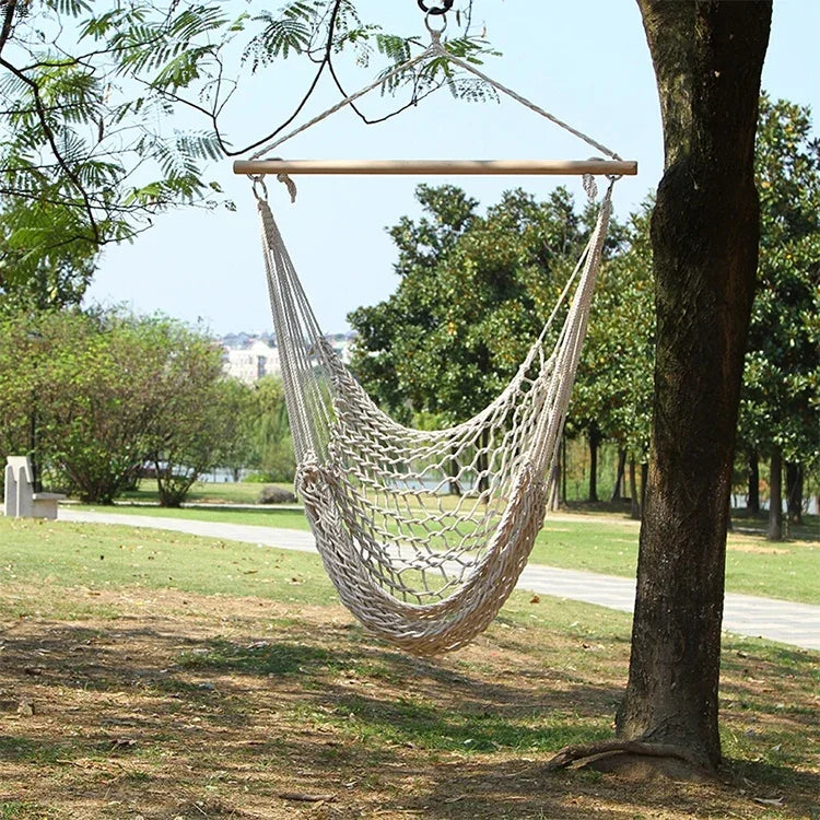 Cadeira de Rede Suspensa com Estrutura de Rede de Corda de Algodão para Exterior Aotu AT6732, Tamanho: 130x90cm, Tamanho: 130x90cm