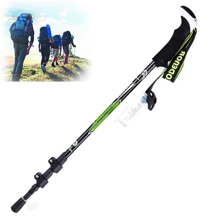 Bastões de trekking dobráveis portáteis para montanhismo KODENOR, cabo reto em fibra de carbono, comprimento: 63-135CM, (preto+verde), (preto azul), (preto amarelo)
