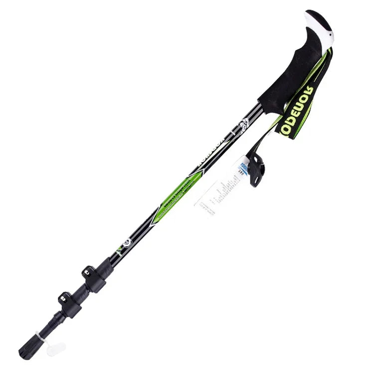 Bastões de trekking dobráveis portáteis para montanhismo KODENOR, cabo reto em fibra de carbono, comprimento: 63-135CM, (preto+verde), (preto azul), (preto amarelo)