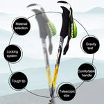 Bastões de trekking dobráveis portáteis para montanhismo KODENOR, cabo reto em fibra de carbono, comprimento: 63-135CM, (preto+verde), (preto azul), (preto amarelo)