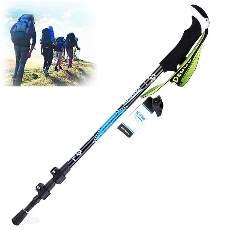 Bastões de trekking dobráveis portáteis para montanhismo KODENOR, cabo reto em fibra de carbono, comprimento: 63-135CM, (preto+verde), (preto azul), (preto amarelo)