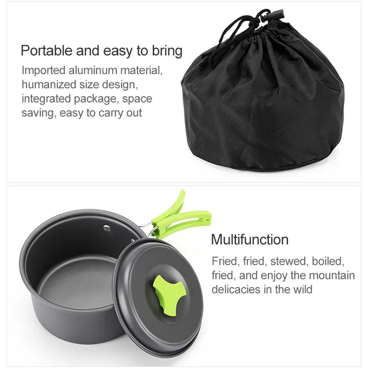 Conjunto de Panelas e Utensílios para Campismo ao Ar Livre Aotu AT6385 para 1-2 Pessoas, Aotu AT6385