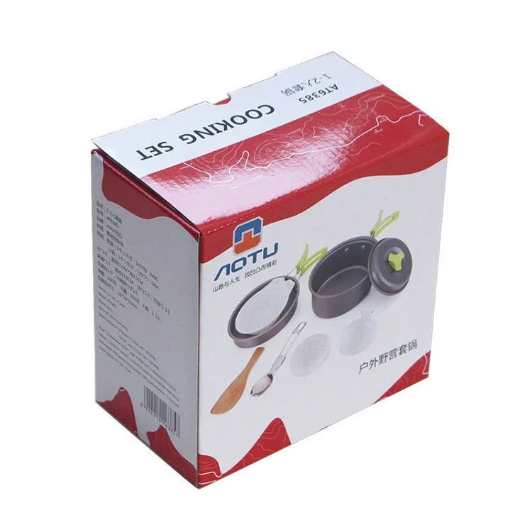 Conjunto de Panelas e Utensílios para Campismo ao Ar Livre Aotu AT6385 para 1-2 Pessoas, Aotu AT6385