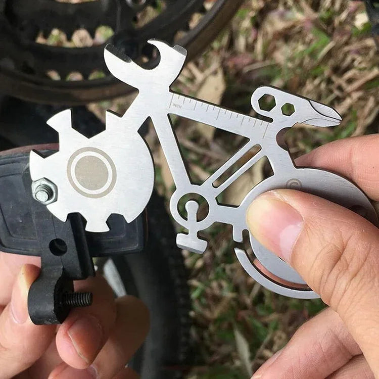 Faca Cartão Multiusos de Sobrevivência Portátil em Forma de Bicicleta para Exterior, Aço Inoxidável, Faca Cartão