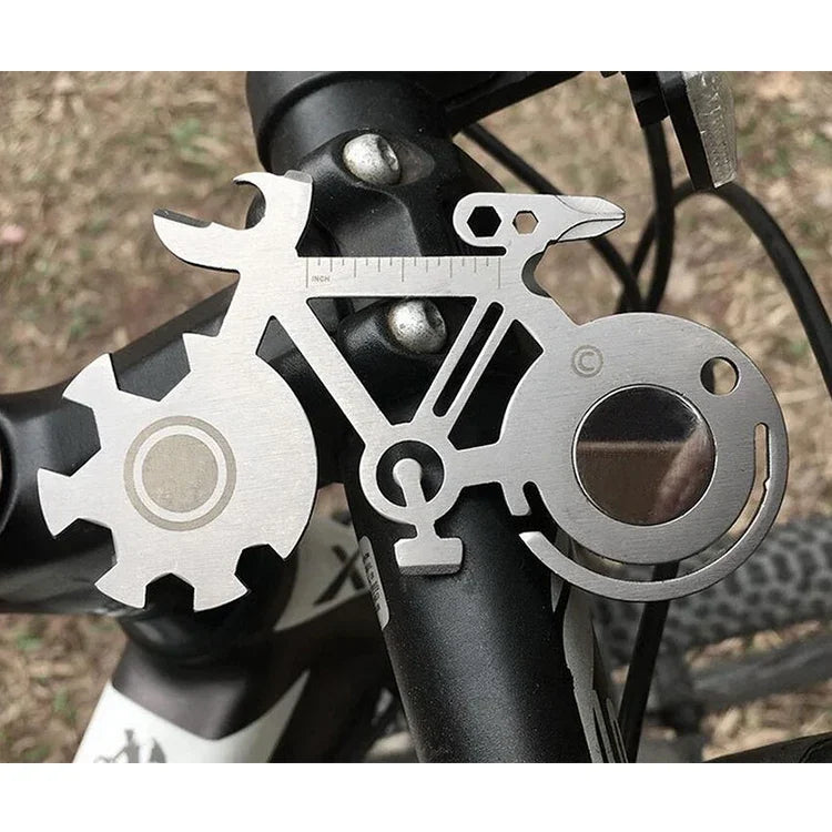 Faca Cartão Multiusos de Sobrevivência Portátil em Forma de Bicicleta para Exterior, Aço Inoxidável, Faca Cartão