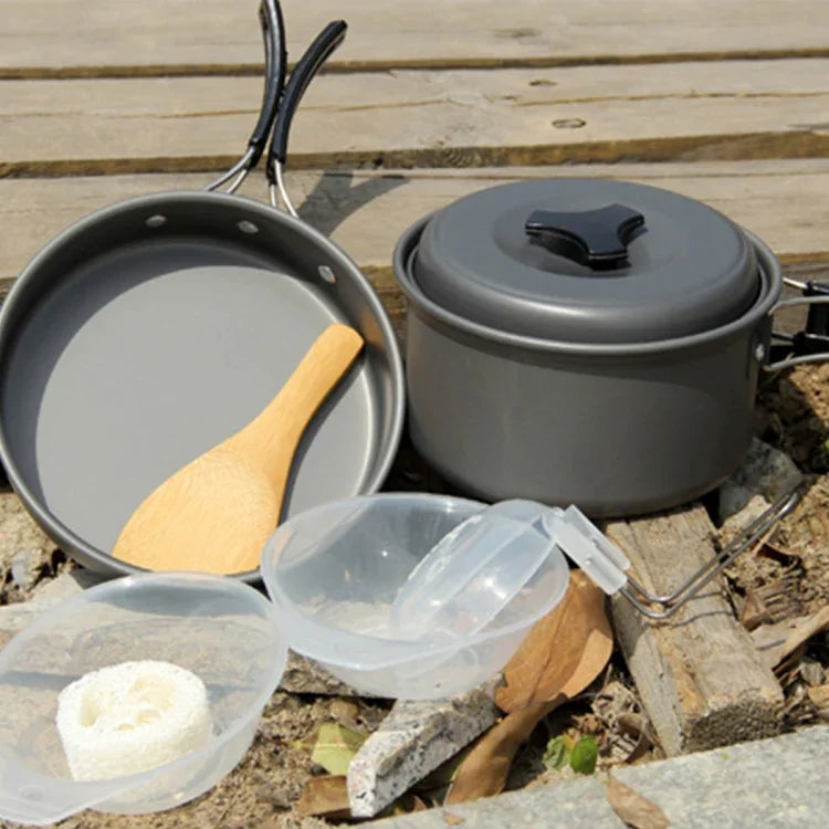 Conjunto Empilhável de Utensílios de Cozinha Ultra Leve DS-500 para Campismo ao Ar Livre com 15 Peças para 4-5 Pessoas, Tamanho: Grande, DS-500 Tamanho: Grande