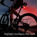 Luz Traseira de Bicicleta LED COB Inteligente Recarregável USB IP65 à Prova de Água com Alarme e Controlo Remoto, Distância de Controlo: 1-100m, Luz Traseira IP65 à Prova de Água