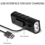 Luz Frontal de Bicicleta BX2 com Carregamento USB para Guiador LED (3 Horas, Lâmpadas L2), 3 Horas, Lâmpadas L2