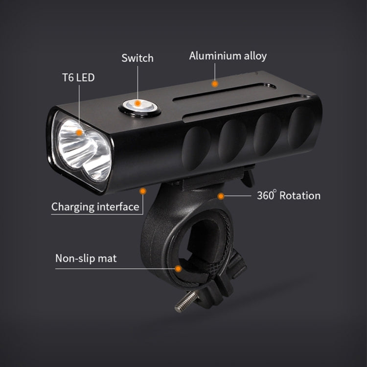 Luz Frontal de Bicicleta BX2 com Carregamento USB para Guiador LED (3 Horas, Lâmpadas L2), 3 Horas, Lâmpadas L2