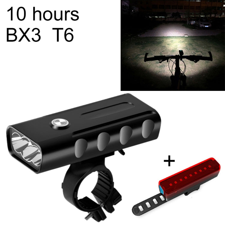 Luz Frontal de Bicicleta BX3 com Carregamento USB para Guiador LED (10 Horas, Lâmpadas T6+A02), 10 Horas, Lâmpadas T6+A02