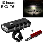 Luz Frontal de Bicicleta BX3 com Carregamento USB para Guiador LED (10 Horas, Lâmpadas T6+A02), 10 Horas, Lâmpadas T6+A02