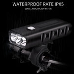 Luz Frontal de Bicicleta BX3 com Carregamento USB para Guiador LED (10 Horas, Lâmpadas T6+A02), 10 Horas, Lâmpadas T6+A02