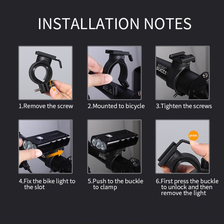Luz Frontal de Bicicleta BX3 com Carregamento USB para Guiador LED (10 Horas, Lâmpadas T6+A02), 10 Horas, Lâmpadas T6+A02